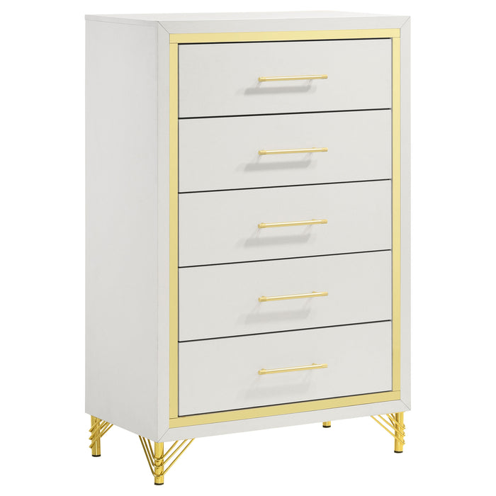 Lucia 4 & 5 Piece Bedroom Set King & Queen Beige & Grey - U&U Home Budget Furniture (Carteret, NJ)
