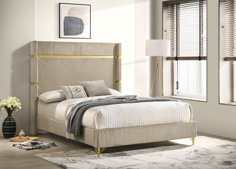Lucia Eastern King & Queen Bed Beige & Grey - U&U Home Budget Furniture (Carteret, NJ)