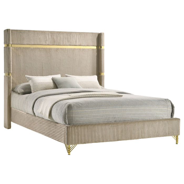 Lucia Eastern King & Queen Bed Beige & Grey - U&U Home Budget Furniture (Carteret, NJ)