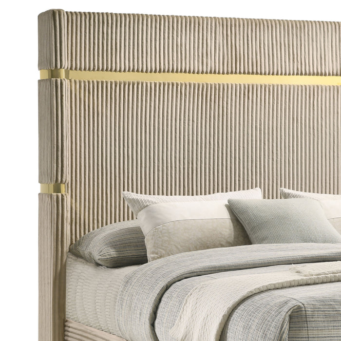 Lucia Eastern King & Queen Bed Beige & Grey - U&U Home Budget Furniture (Carteret, NJ)
