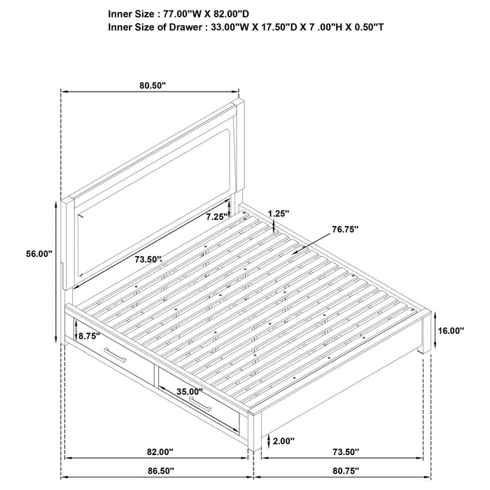 Kenora California King, E.king, & Queen Bed - U&U Home Budget Furniture (Carteret, NJ)