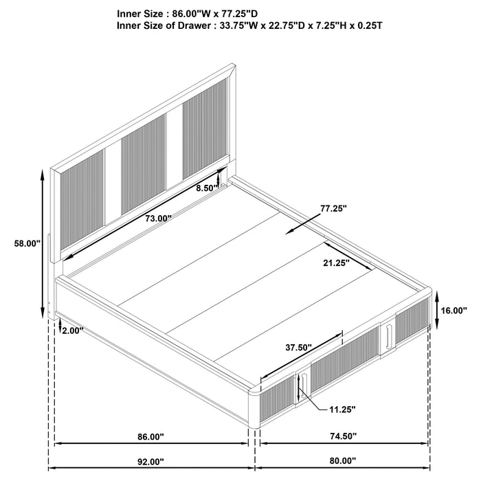 Terrace California King, E.King, & Queen Bed - U&U Home Budget Furniture (Carteret, NJ)
