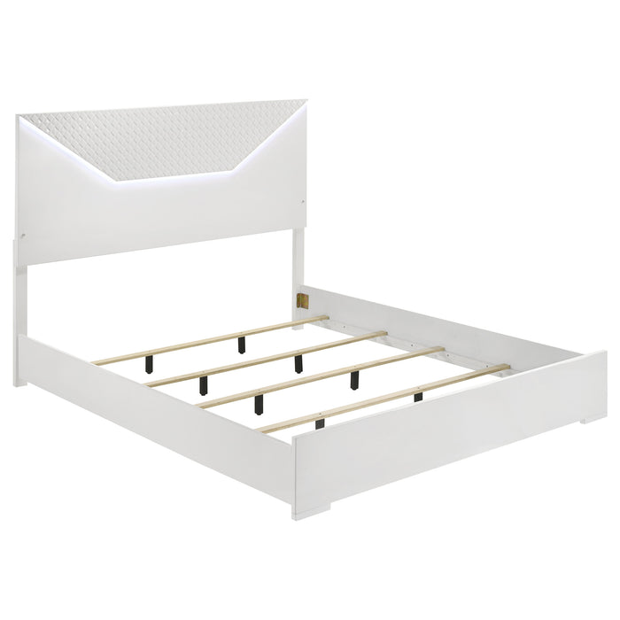 Ives 4 & 5 Piece Bedroom Set E.king & Queen White & Grey - U&U Home Budget Furniture (Carteret, NJ)