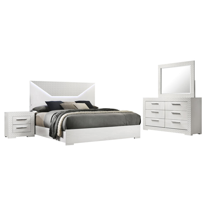 Ives 4 & 5 Piece Bedroom Set E.king & Queen White & Grey - U&U Home Budget Furniture (Carteret, NJ)