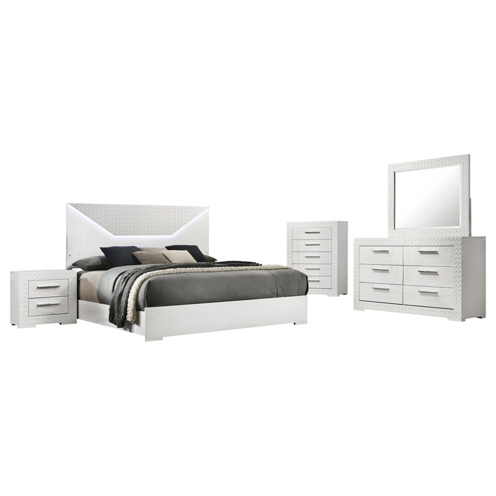 Ives 4 & 5 Piece Bedroom Set E.king & Queen White & Grey - U&U Home Budget Furniture (Carteret, NJ)