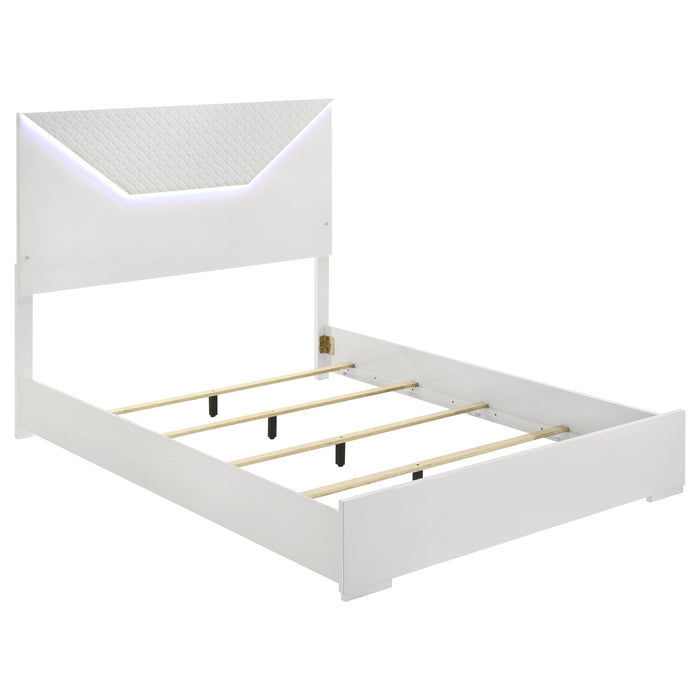 Ives 4 & 5 Piece Bedroom Set E.king & Queen White & Grey - U&U Home Budget Furniture (Carteret, NJ)