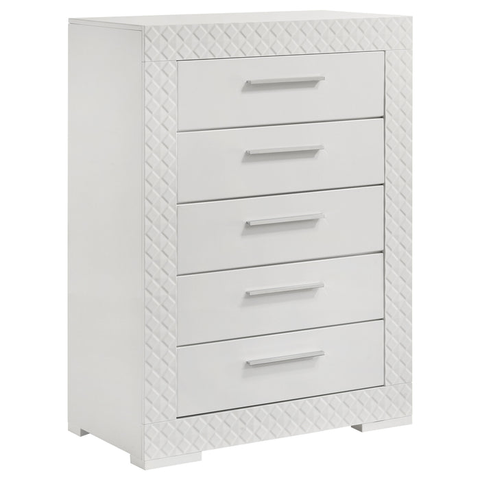 Ives 4 & 5 Piece Bedroom Set E.king & Queen White & Grey - U&U Home Budget Furniture (Carteret, NJ)