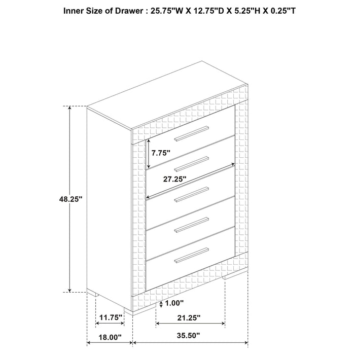 Ives 4 & 5 Piece Bedroom Set E.king & Queen White & Grey - U&U Home Budget Furniture (Carteret, NJ)