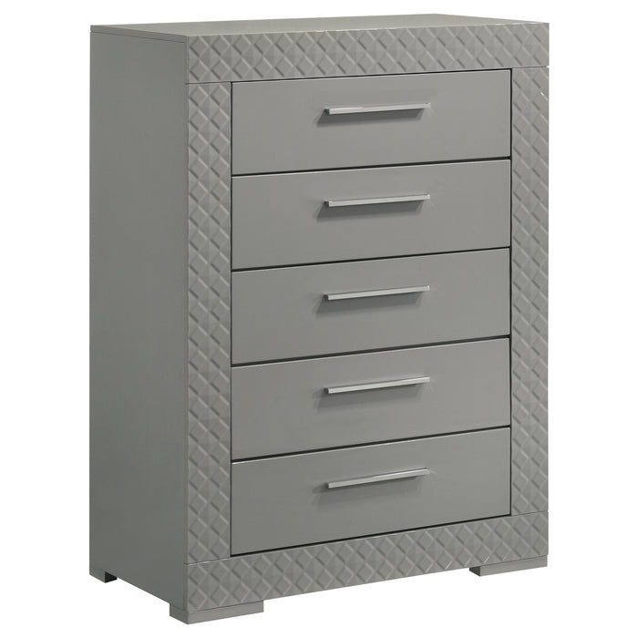 Ives 4 & 5 Piece Bedroom Set E.king & Queen White & Grey - U&U Home Budget Furniture (Carteret, NJ)