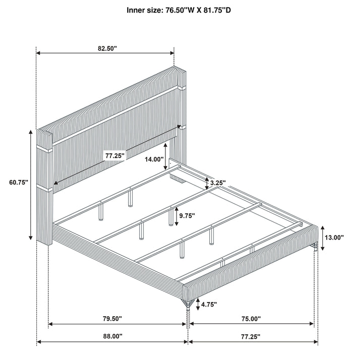 Lucia Eastern King & Queen Bed Beige & Grey - U&U Home Budget Furniture (Carteret, NJ)