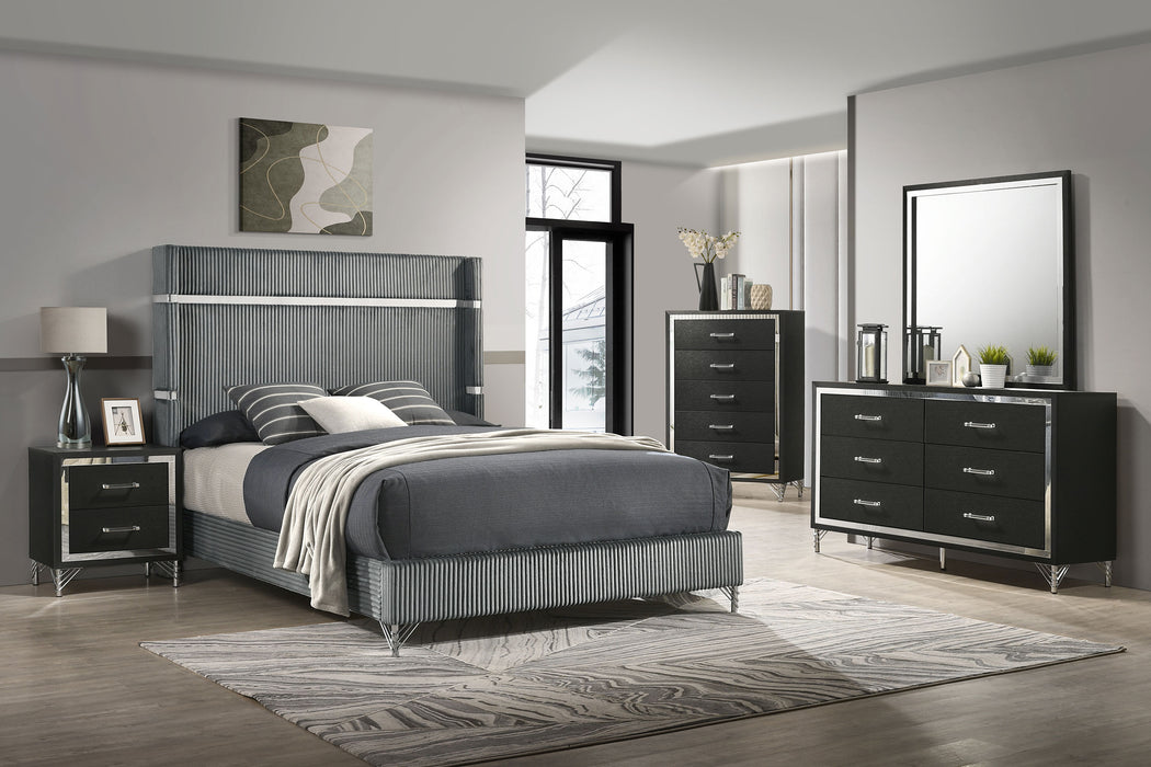 Lucia 4 & 5 Piece Bedroom Set King & Queen Beige & Grey - U&U Home Budget Furniture (Carteret, NJ)