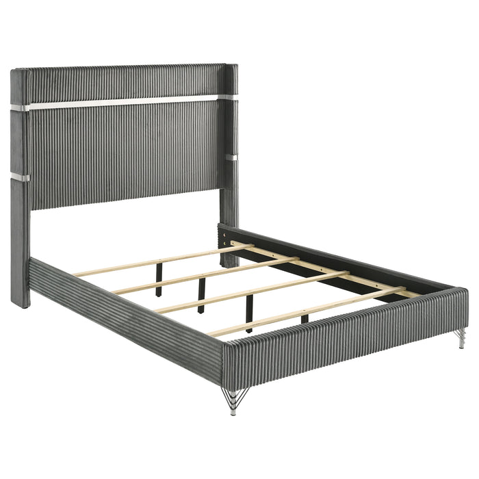 Lucia 4 & 5 Piece Bedroom Set King & Queen Beige & Grey - U&U Home Budget Furniture (Carteret, NJ)