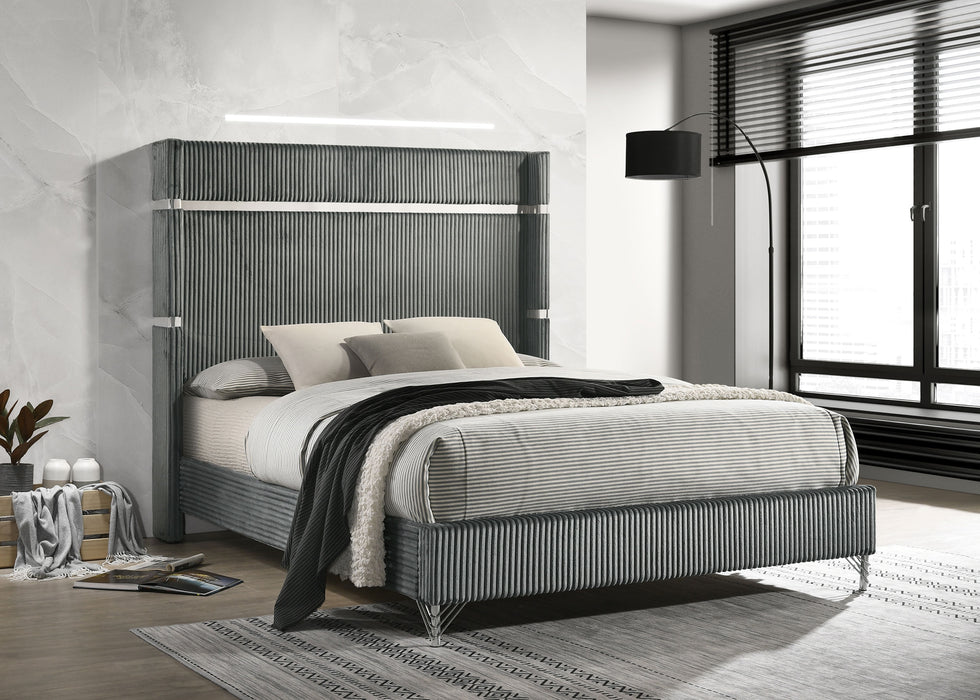 Lucia Eastern King & Queen Bed Beige & Grey - U&U Home Budget Furniture (Carteret, NJ)