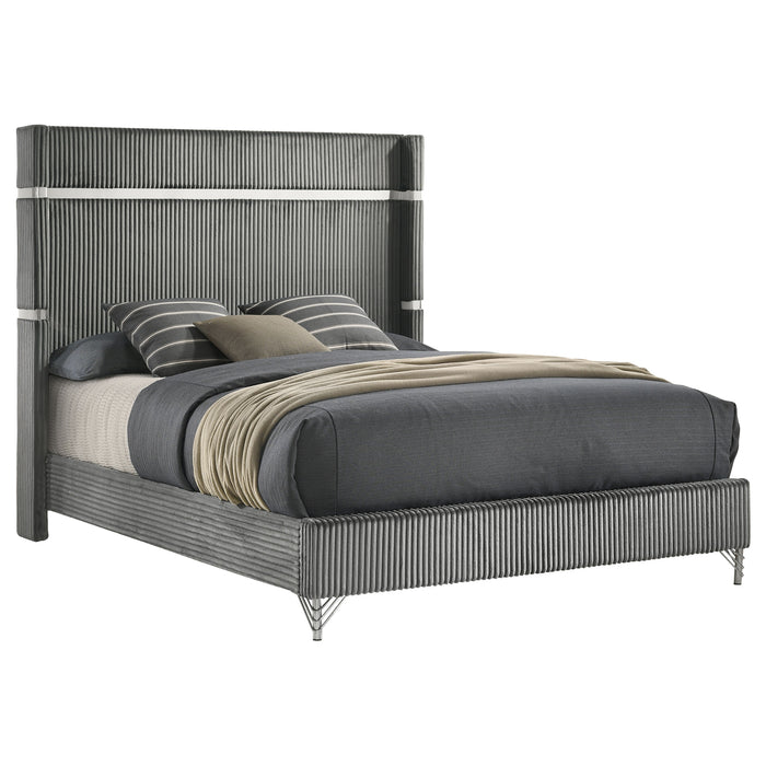 Lucia Eastern King & Queen Bed Beige & Grey - U&U Home Budget Furniture (Carteret, NJ)