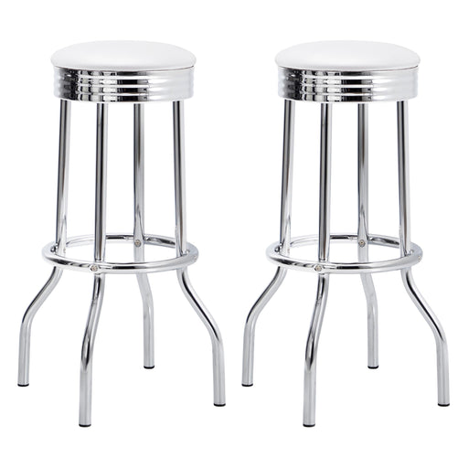 Theodore Upholstered Top Bar Stools White and Chrome (Set of 2) - U&U Home Budget Furniture (Carteret, NJ)