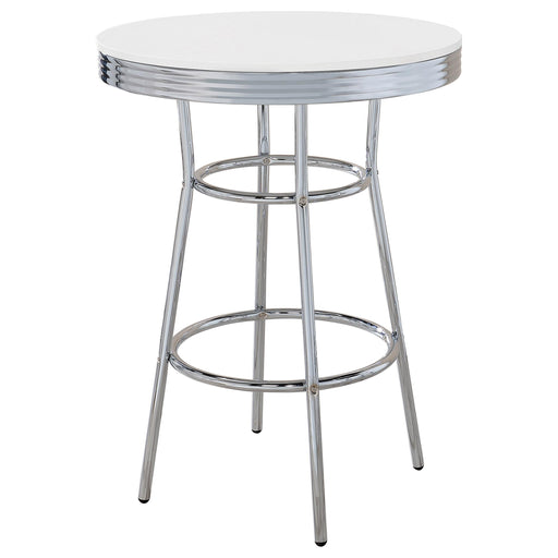 Theodore Round Bar Table Chrome and Glossy White - U&U Home Budget Furniture (Carteret, NJ)