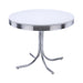 Retro Round Dining Table Glossy White and Chrome - U&U Home Budget Furniture (Carteret, NJ)