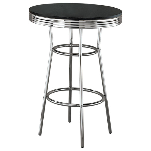 Theodore Round Bar Table Black and Chrome - U&U Home Budget Furniture (Carteret, NJ)