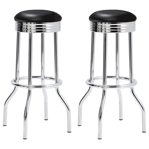 Theodore Upholstered Top Bar Stools Black and Chrome (Set of 2) - U&U Home Budget Furniture (Carteret, NJ)