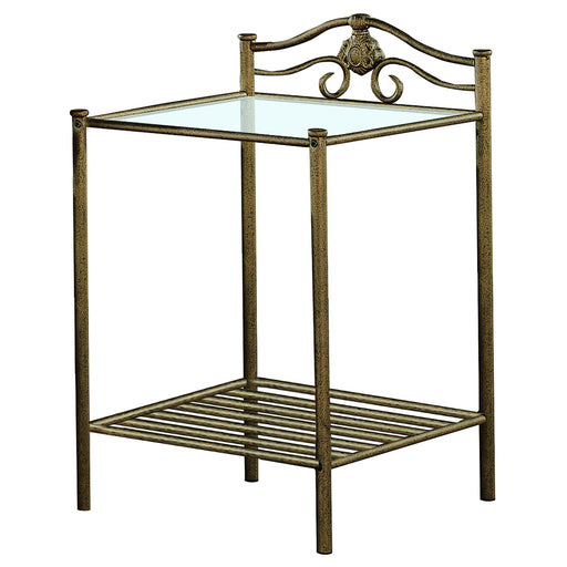 Sydney 2-shlef Nightstand Antique Brushed Gold - U&U Home Budget Furniture (Carteret, NJ)