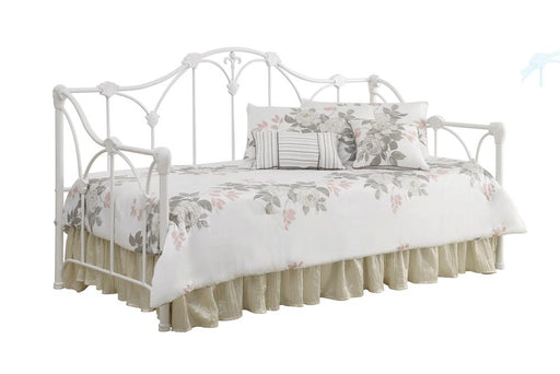 Halladay Twin Metal Daybed with Floral Frame White - U&U Home Budget Furniture (Carteret, NJ)
