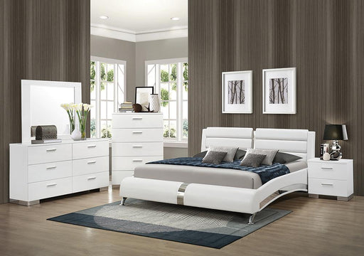 Jeremaine 5-piece Queen Bedroom Set Glossy White - U&U Home Budget Furniture (Carteret, NJ)