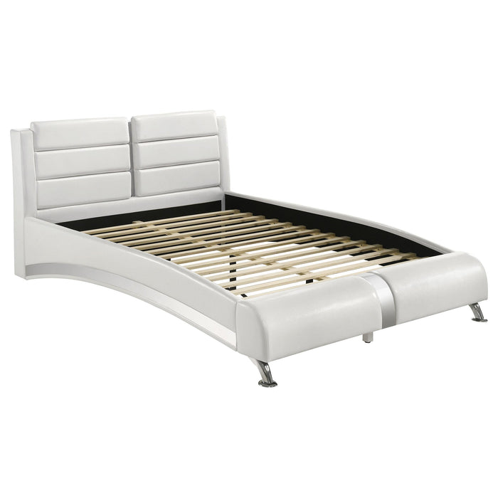 Jeremaine California King, E.King, & Queen Upholstered Bed White - U&U Home Budget Furniture (Carteret, NJ)