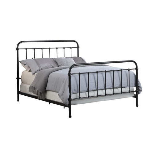 Livingston California King, E.King, & Queen Panel Metal Bed Dark Bronze - U&U Home Budget Furniture (Carteret, NJ)