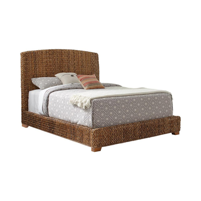 Laughton Hand-Woven Banana Leaf California King, E.King, & Queen Bed Amber - U&U Home Budget Furniture (Carteret, NJ)