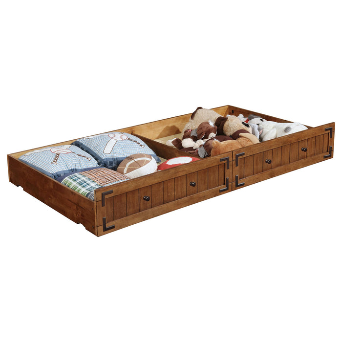 Oakdale Wood Twin Daybed with Trundle Rustic Honey - U&U Home Budget Furniture (Carteret, NJ)