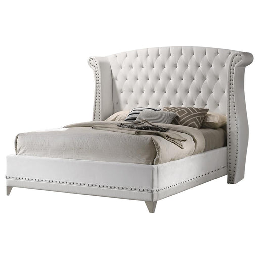 Barzini California King, Eking, & Queen Wingback Tufted Bed White - U&U Home Budget Furniture (Carteret, NJ)