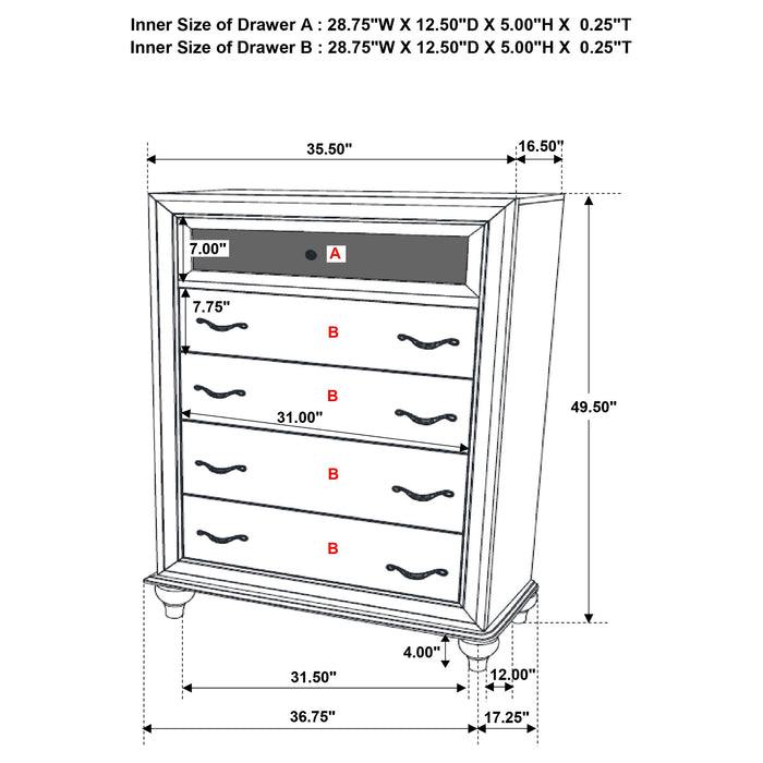 Barzini Bedroom Set White - U&U Home Budget Furniture (Carteret, NJ)