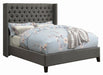 Bancroft Demi-wing Upholstered California King, E.King, Queen & Full Bed Grey - U&U Home Budget Furniture (Carteret, NJ)