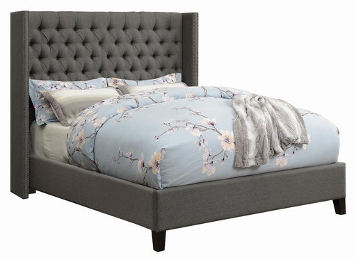 Bancroft Demi-wing Upholstered California King, E.King, Queen & Full Bed Grey - U&U Home Budget Furniture (Carteret, NJ)