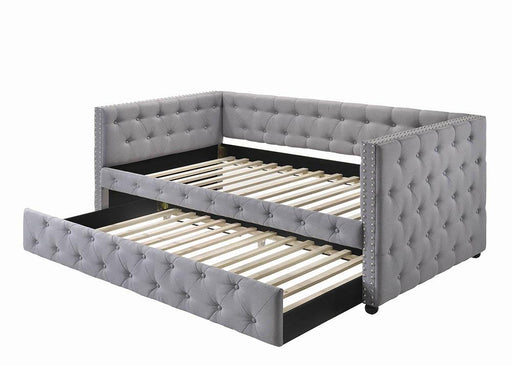Mockern Tufted Upholstered Daybed with Trundle Grey - U&U Home Budget Furniture (Carteret, NJ)