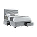 Soledad Eastern King, Full, & Queen 4-drawer Button Tufted Storage Bed Black & White - U&U Home Budget Furniture (Carteret, NJ)
