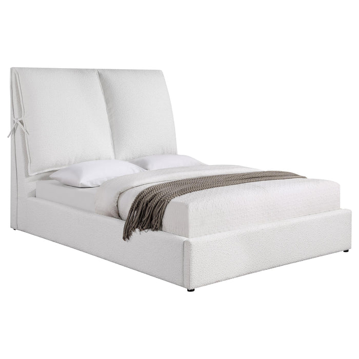 Gwendoline Upholstered Platform Bed with Pillow Headboard White - U&U Home Budget Furniture (Carteret, NJ)