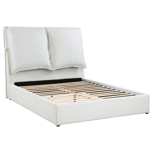 Gwendoline Upholstered Platform Bed with Pillow Headboard White - U&U Home Budget Furniture (Carteret, NJ)