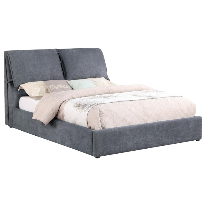 Laurel Upholstered Platform Bed with Pillow Headboard Charcoal Grey - U&U Home Budget Furniture (Carteret, NJ)