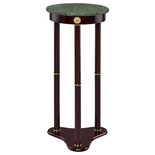 Edie Round Marble Top Accent Table Merlot - U&U Home Budget Furniture (Carteret, NJ)