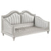 Evangeline Upholstered Twin Daybed with Faux Diamond Trim Silver and Ivory - U&U Home Budget Furniture (Carteret, NJ)
