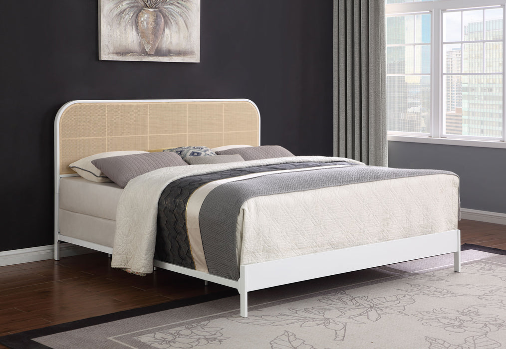 Amherst Eastern King, Queen, Full, & Twin Bed White & Black - U&U Home Budget Furniture (Carteret, NJ)