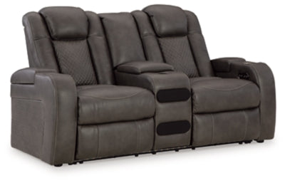 Fyne-Dyme Power Reclining Loveseat with Console - U&U Home Budget Furniture (Carteret, NJ)
