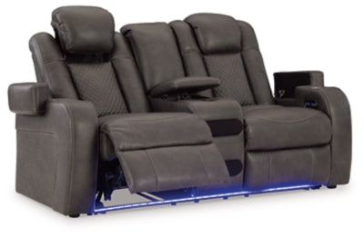 Fyne-Dyme Power Reclining Loveseat with Console - U&U Home Budget Furniture (Carteret, NJ)
