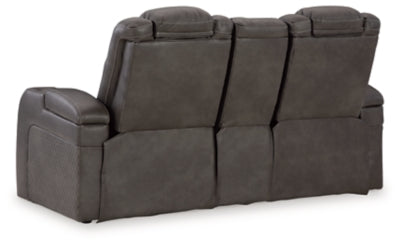 Fyne-Dyme Power Reclining Loveseat with Console - U&U Home Budget Furniture (Carteret, NJ)