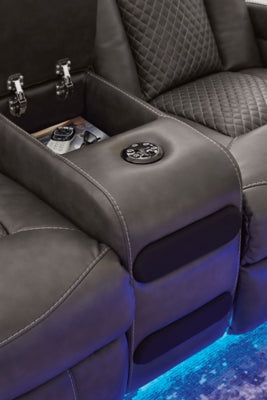 Fyne-Dyme Power Reclining Loveseat with Console - U&U Home Budget Furniture (Carteret, NJ)
