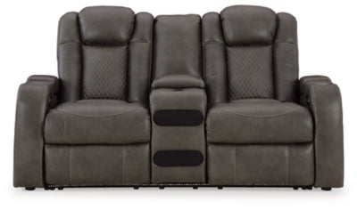 Fyne-Dyme Power Reclining Loveseat with Console - U&U Home Budget Furniture (Carteret, NJ)