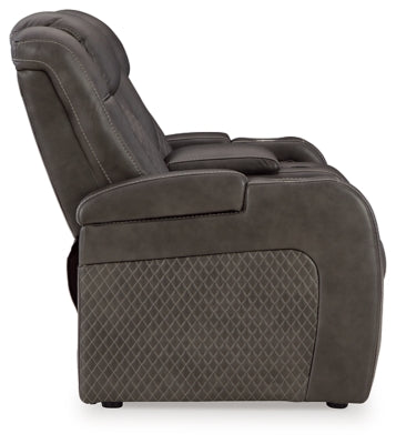Fyne-Dyme Power Reclining Loveseat with Console - U&U Home Budget Furniture (Carteret, NJ)