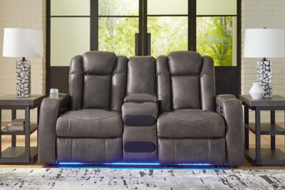 Fyne-Dyme Power Reclining Loveseat with Console - U&U Home Budget Furniture (Carteret, NJ)