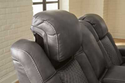 Fyne-Dyme Power Reclining Loveseat with Console - U&U Home Budget Furniture (Carteret, NJ)